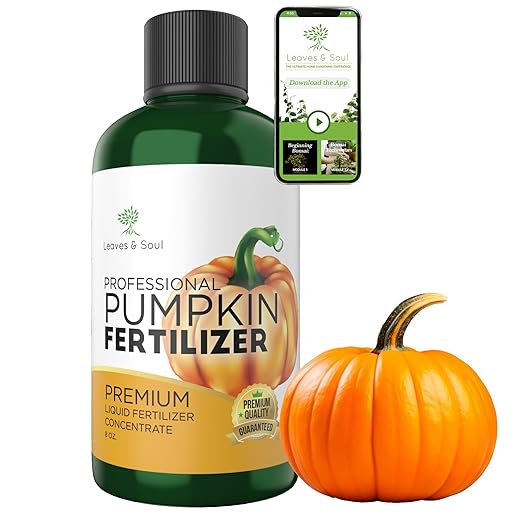 LEAVES AND SOUL Professional Liquid Pumpkin Fertilizer | 5-1-5 Concentrate, Liquid Plant Fertilizer for Garden, Healthy Produce, Good Harvest, Multi-Purpose Blend & Gardening Supplies | 8 oz