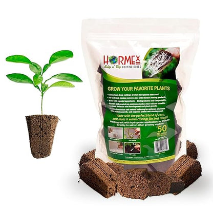 Hormex Rooting Powder #16 & Rooting Cubes Combo - Rooting Hormone for Hardwood Cuttings & Organic Peat Moss Coco Plugs - Fast, Healthy Root Growth for Propagation, Hydroponics, & Seed Starting