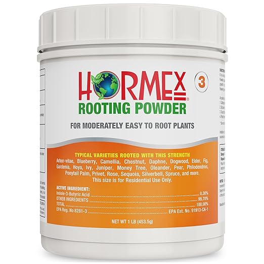 Hormex Rooting Powder #3 (0.30 IBA) - Fast-Acting Rooting Hormone for Common Home & Garden Cuttings - Root Stimulator for Plant Cloning - Strong Growth for Maximum Propagation Success, 1LB