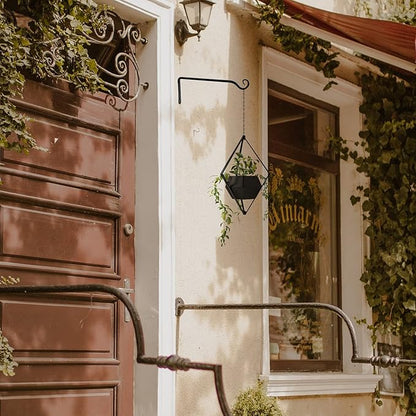 Jardim 2 Pack 10 Inch Premium Decorative Metal Iron Wall Hangers for Home Decor, Indoor Outdoor Plant Bracket Rustic Hanging Gardening Hooks for Planters, Bird Feeders, Lanterns, Wind Chimes (Black)