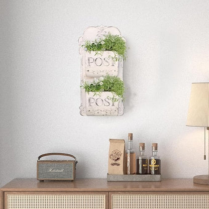 All Chic Outdoor Wall Planters Metal Wall Planter Wall Mounted Planters 2-Tiers White Wall Vase Flower Pot Indoor Outdoor Wall Hanging Planter Shabby Rustic Farmhouse Decor…