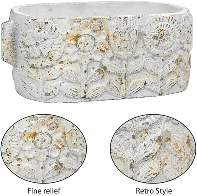 8 inch Pots Planters Indoor Plants Succulent Pots Rectangle Window Box Cactus Plant Containers for Home Decor(No Drainage)