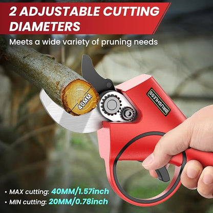 Electric Pruning Shears,1.6"Cordless Pruning Shears for Gardening,SK7 Blades,800W Brushless Motor,Battery Pruning Shears with 21V 2000mAh*2 Batteries,Ideal Dad's Gifts for Tree Trimming,Branch Cutter