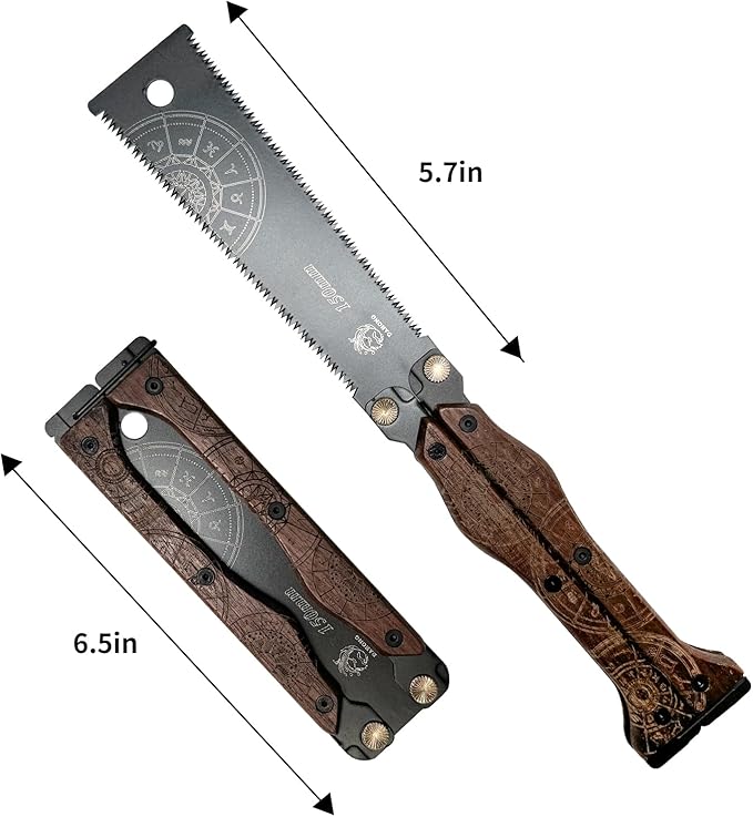 Folding Hand Saw | 6.5" Handle with 5.7" Blade | High-Carbon Steel (13/15 TPI) for Woodworking, Pruning, DIY, Japanese Saw, Lightweight Mini Saw, Portable Man's Gift