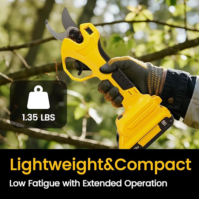 Brushless Electric Pruning Shears Compatible with DeWalt 20V Battery, Cordless Power Pruners for Gardening with LCD Display, 2 Adjustable Cutting, 1.2“ Electric Scissors for Tree Trimming (NO Battery)