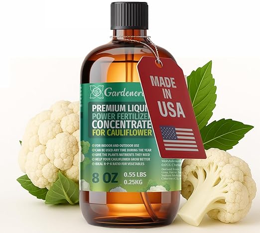 Liquid Power Cauliflower Fertilizer - Professional Liquid Plant Food for Cauliflower - Fast-Acting Concentrate for Growth, Strong Roots & High-Yield Harvest - 8 oz - Indoor & Outdoor Use