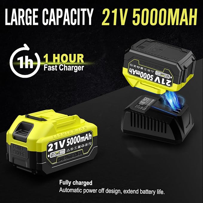 Powerful Cordless Tiller Cultivator with 720RPM Brushless Motor, 2x5.0Ah Batteries&1.5A Fast Charger, 10In Tilling Width and 7In Depth, Super Power Electric Garden Tiller Battery Powered