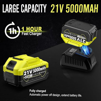 Powerful Cordless Tiller Cultivator with 720RPM Brushless Motor, 2x5.0Ah Batteries&1.5A Fast Charger, 10In Tilling Width and 7In Depth, Super Power Electric Garden Tiller Battery Powered