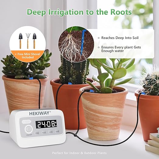 49FT Automatic Plant Watering System–HEKIWAY 390 Adjustable Watering Modes, Supports 15-36 Pots | Indoor Garden System & Vacation Plant Watering Devices, Auto Watering for Plants Outdoor