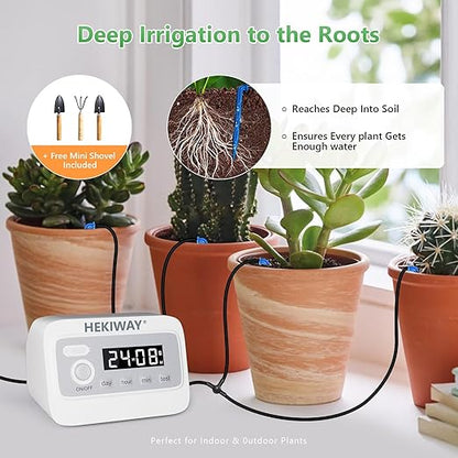 82FT Automatic Plant Watering System–HEKIWAY 390 Adjustable Watering Modes, Supports 25-36 Pots | Indoor Garden System & Vacation Plant Watering Devices, Auto Watering for Plants Outdoor