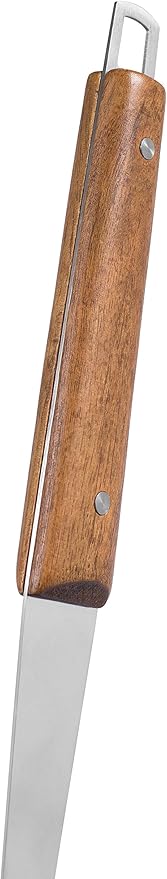 Internet's Best 3-Piece BBQ Grilling Utensil Set - Long Wooden Handle Spatula, Barbeque Fork, and Serrated Tong Meat Grabbers - Smoker Charcoal Gas Electric Cooking Utensils