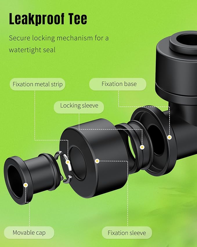 Pawfly 15 Pack Quick Connect 1/4" Drip Irrigation Tee Connectors, Push-to-Connect Drip Irrigation Tee Fittings for 1/4 Inch Irrigation Tubing & Sprinklers, Anti-Leak Drip Irrigation System Parts