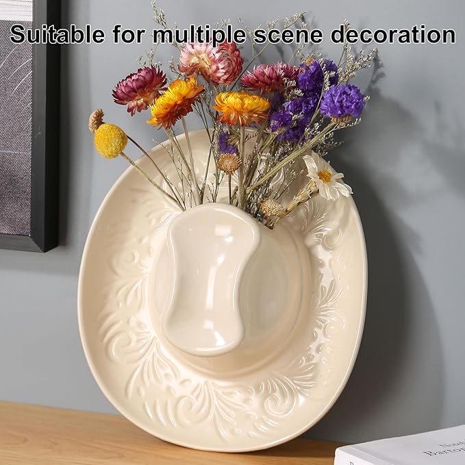 Hanging Wall planters for Indoor Plants, Ceramic Cowboy Wall vases for Flowers, for Bathroom, Living Room, Office, and Home Decor.7.9 x 7.2 x 2.4IN