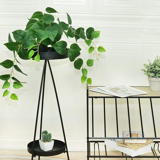 Tiita 1 Pack Fake Plants Artificial Scindapsus Aureus in Pots, Realistic Fake Greenery Potted Plants for Home Office Desk Window Sill Bathroom Bedroom Outdoor Indoor