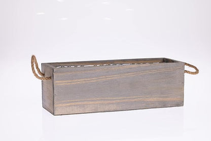 Wooden Planter Box with Handle I Rustic Barn Wood, Plastic Liner l Garden Decor l Restaurant and Wedding Decorations l Wedding Table Centerpiece (12x4 w Handle Set of 4, Natural)