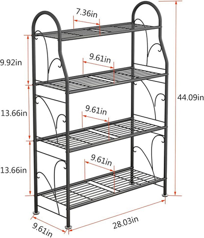 SORCEDAS Plant Stand Indoor Outdoor Plant Shelf 4 Tier Metal Corner Flower Stand Multiple Holder for Patio Garden Balcony Living Room, Dark Grey