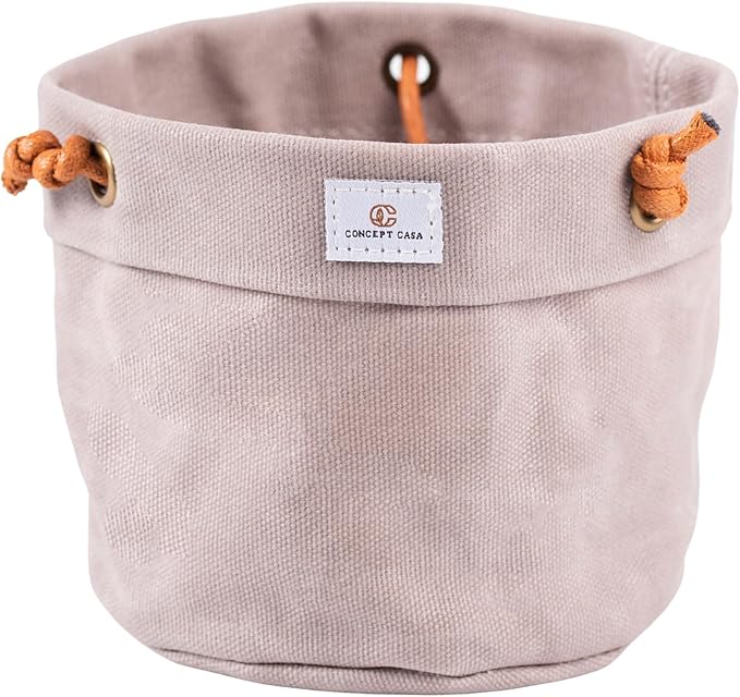 Large Waxed Canvas Handmade Hanging Planter for Indoor/Outdoor Plants, Hanging Basket Plant Holder Stone Gray with Hook