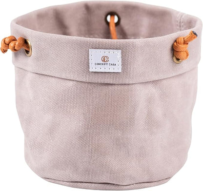 Large Waxed Canvas Handmade Hanging Planter for Indoor/Outdoor Plants, Hanging Basket Plant Holder Stone Gray with Hook