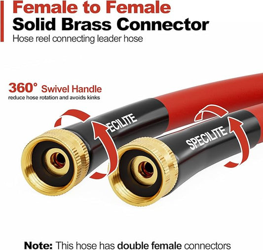 SPECILITE 3/4" Female to Female Hot/Cold Short Leader Hose 5 ft, -50℉-190℉, Flexible & Lightweight Rubber Hoses for Yard, Outdoor, Farm, Red