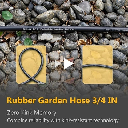 Leader Garden Hose 10ft x 3/4", Heavy Duty Short Water Hose, Male to Female Fittings, Five Layered Braiding for Durability, 1000PSI Burst, 300PSI Working (Black)