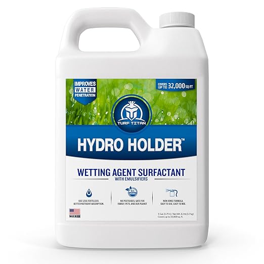 Turf Titan Hydro Holder Wetting Agent - Suspends Moisture in Your Grass Soil, Improves Water Drainage & Nutrient Uptake in Your Turf Grass, Promoting Healthy Soil - 1 Gallon