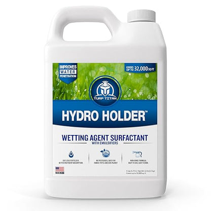 Turf Titan Hydro Holder Wetting Agent - Suspends Moisture in Your Grass Soil, Improves Water Drainage & Nutrient Uptake in Your Turf Grass, Promoting Healthy Soil - 1 Gallon