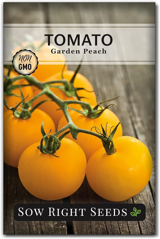 Sow Right Seeds - Garden Peach Tomato Seeds for Planting - Non-GMO Heirloom Packet with Instructions to Grow an Outdoor Home Vegetable Garden - Unique Peach-Shaped Tomato - Great Gardening Gift