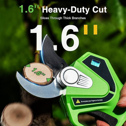 Electric Pruning Shears with Pole: 1.6" Cutting Diameter 2-in-1 Cordless Pole Pruner - 2 Pcs 4.0Ah Batteries, Brushless Motor, Extra SK5 Blade, Branches Cutter for Flower Tree Trimming