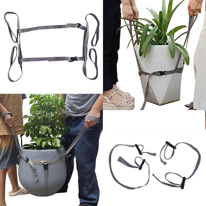 Potted Plant Mover and Lifting Straps for Garden, Landscaping Lifting Straps, Move Heavy Garden Objects:Garden Flower Pots, Planters, Trees, Rocks, Gray, Middle and Small