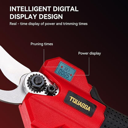 Upgraded Electric Pruning Shears,1.2" Cutting Diameter Cordless Power Pruner with LCD Display, Brushless Motor Pruning Shears with 2000mAh*2 Rechargeable Batteries for Garden Tree Pruner Branch