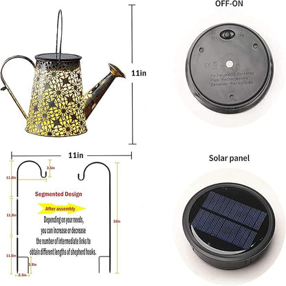 Solar Watering Can Lights,Christmas Large Retro Metal Hanging Solar Lights Outdoor Waterproof, Birthday Gifts for Women Mom Grandma Garden Decor Yard Light LED Decoration Outside for Porch Lawn Patio
