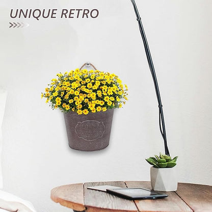 GANAZONO Wall Hanging Flowerpot 4-Pack Iron Art Small Indoor Outdoor Plant Holders with Lanyard for Succulents and Mini Plants Wall Mounted Planters