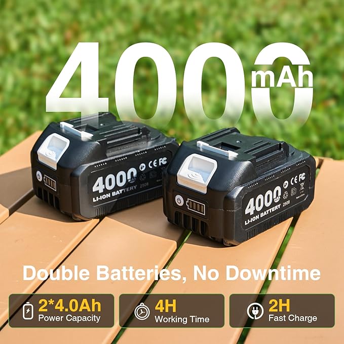 2-in-1 Electric Pruning Shears Cordless: 1.2" Cutting Diameter Pole Pruner - 2 Pcs 4.0Ah Batteries, 9ft Telescopic Pole, Extra SK5 Blade, 3 Cutting Modes Brushless Tree Pruner for Gardening