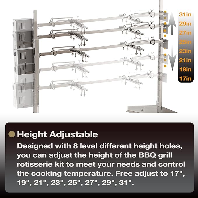 46" Outdoor Electric Rotisserie Grill Kit | 90LBS Pig Spit Rotisserie Grill | 32W Rotatable Motor BBQ Rotisserie Kit | Height Adjustable Spit Roaster Stand for Roasting Pig Lamb