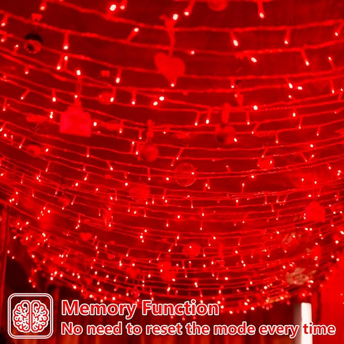 YEGUO 165ft 500 LED Christmas Lights Outdoor Waterproof, Red String Lights Indoor Plug in, 8 Modes Clear Wire Twinkle Lights or Christmas Tree