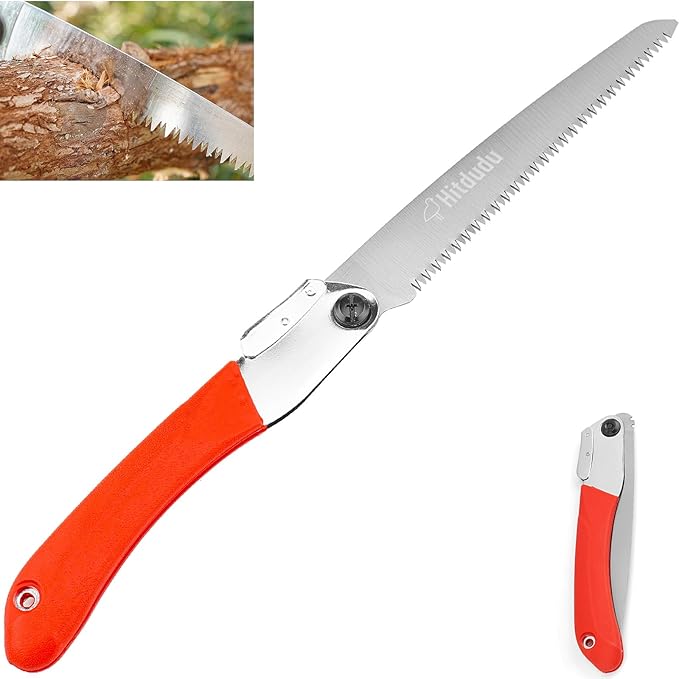 Folding Saw, 8" Branch Handsaws for Wood Cutting, Camping & Tree Pruning, Premium SK-5 Steel with Multi-Level Hardened Teeth, Outdoor Portable foldable survival/camp/bushcraft saw
