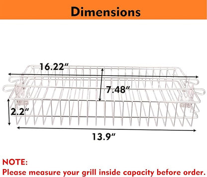 Stainless Steel Flat Rotisserie Grill Basket Standard Size, Fits 1/2" or 3/8" Hexagon, 3/8" or 5/16" Square Spit Rod, If 3/4" Square Spit Rod MUST Use Together With DEWOSEN Rotisserie Forks