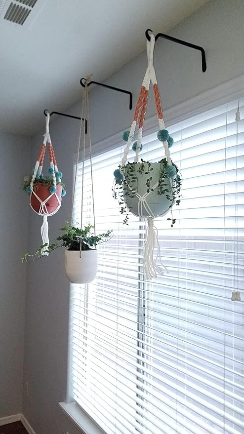 12" Plant Hangers 8-Pack - Heavy Duty Rust-Resistant Steel Hooks for Bird Feeders, Indoor/Outdoor Plants & Wall Decor, Black