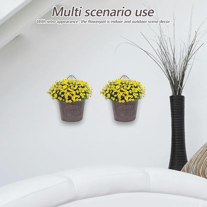 GANAZONO Wall Hanging Flowerpot 4-Pack Iron Art Small Indoor Outdoor Plant Holders with Lanyard for Succulents and Mini Plants Wall Mounted Planters