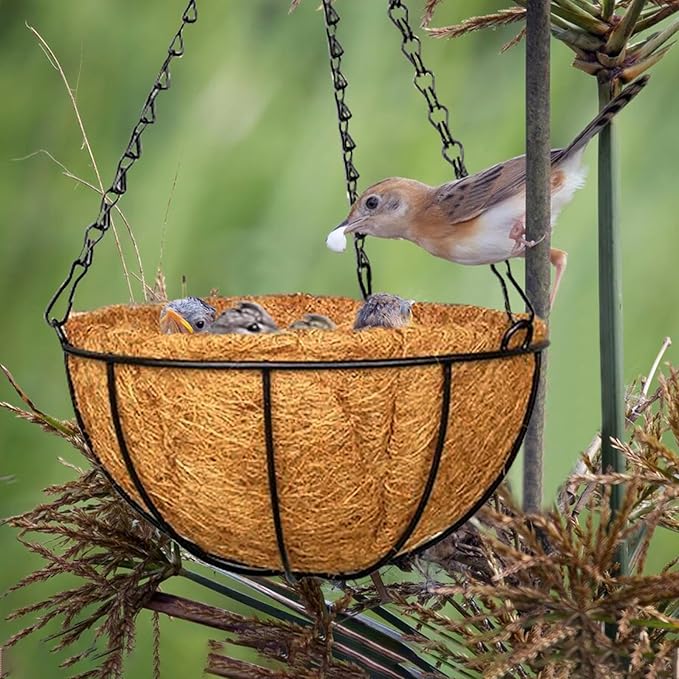 ZeeDix 6Pcs 14 Inch Coconut Liners for Planters, Round Hanging Basket Liners 100% Natural Coco Coir Basket Coco Replacement Liners for Hanging Basket Planters Flowers Vegetables(14in-6pcs)