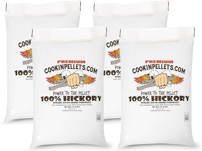 CookinPellets Premium Hickory Grill Smoker Smoking Wood Pellets, 40 Pound Bag (4 Pack)