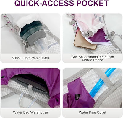 Running Hydration Vest Backpack, Lightweight Water Backpack with 1.6L Water Bladder Daypack for Women Men,Adjustable Running Vest Pack for Trail Running Hiking Cycling Race Marathon