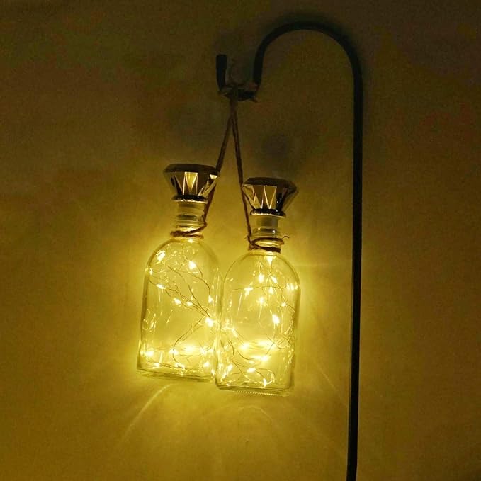 Solar Wine Bottle Lights, 10 Pack Diamond Cork Lights, 20 LED Outdoor Waterproof Fairy String Lights for Garden Wedding Patio (Warm White)
