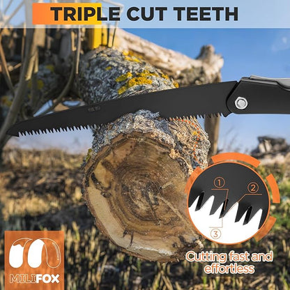 Folding Hand Saw 10 Inch Portable Foldable Pruning Saw with Triple-Cut SK5 Blade for Gardening Wood Cutting Tree Trimming Outdoor Camping Hunting Survival