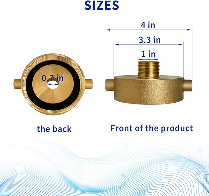Fire Hydrant Hose Adapter 2-1/2" NST(NH) Female x 3/4" GHT Male Brass for Fire Hose or Pipes with Pin Lug Garden Hose Adapter