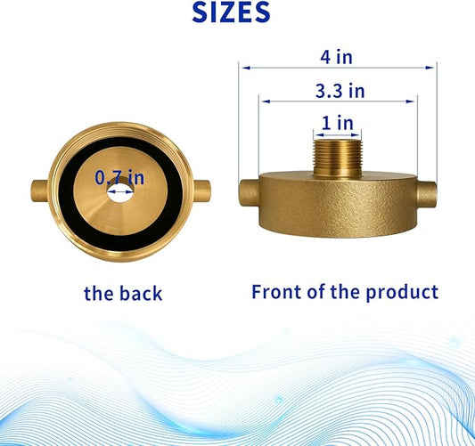 Fire Hydrant Hose Adapter 2-1/2" NST(NH) Female x 3/4" GHT Male Brass for Fire Hose or Pipes with Pin Lug Garden Hose Adapter