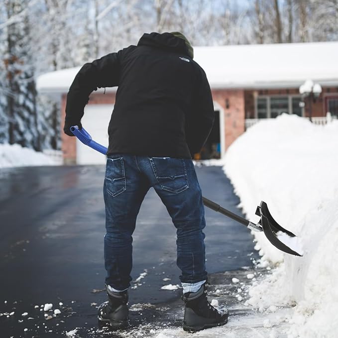 MoNiBloom Snow Shovel 21.5" Blade with Durable Aluminum Edge, 50" Length Detachable Large Snow Shovel with D-Grip Handle for Driveway
