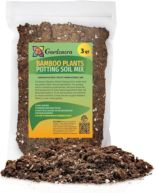 GARDENERA Premium Bamboo Potting Soil Mix - (3 Quart Bag)