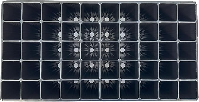 50 Cell Seedling Plastic Nursery Trays, 10 Pack, Thick Durable Germination Plug Trays, 500 Cells Reusable Plant Propagation