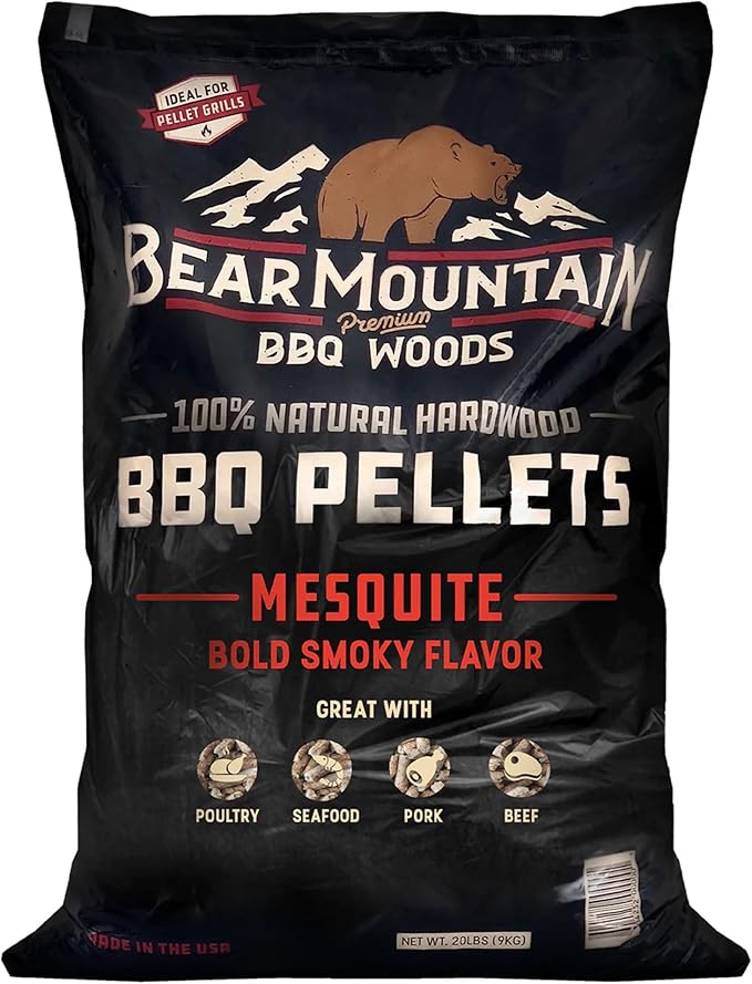 Bear Mountain All Natural Wood Pellets for Smoker, Grill & BBQ, 33 Lbs, Mesquite